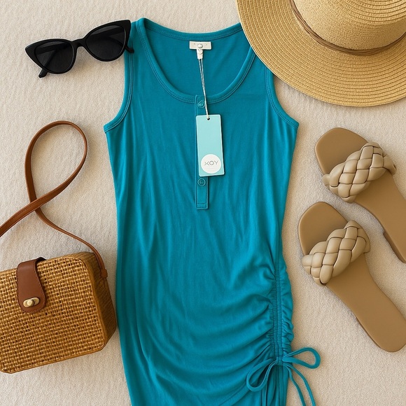 NWT Laguna Henley Mini Dress - Koy Resort - S Aquamarine - Picture 2 of 14